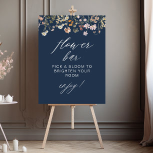 Navy Blue Modern Minimalist Bridal Flower Bar Foam Board