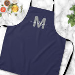 Navy Blue Modern Minimalist Elegant Monogram Apron<br><div class="desc">Personalized Custom Create Your Own Modern Navy Blue and Gray Initial Name Monogram Apron. This chic and sophisticated apron is perfect for anyone who wants to add a personalized and elegant touch to their work attire. Whether you're a home chef preparing meals in the kitchen, a hair stylist in need...</div>