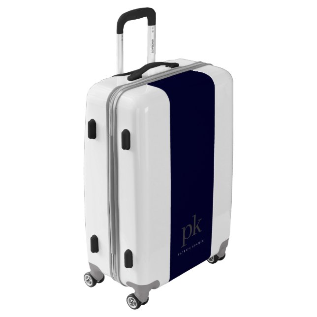Navy Blue Modern Minimalist Monogram  Luggage (Rotated Left)