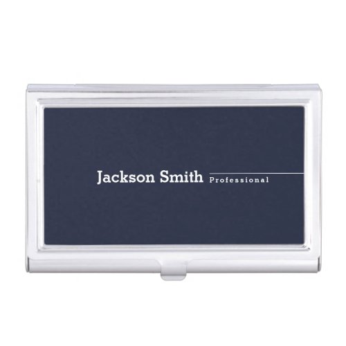 Navy blue modern minimalist personalized name busi business card case
