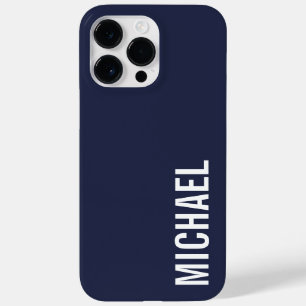 Navy Blue Modern Minimalist Personalized Name Case-Mate iPhone 14 Pro Max Case