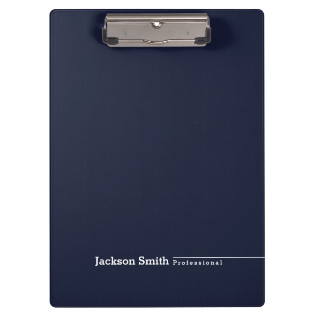 Navy blue modern minimalist personalized name clipboard (Front)