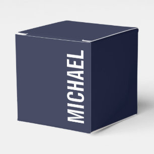 Navy Blue Modern Minimalist Personalized Name Favor Boxes