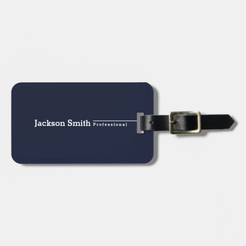 Navy blue modern minimalist personalized name luggage tag