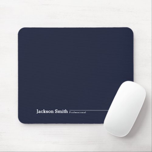 Navy blue modern minimalist personalized name mouse pad