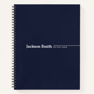 Navy blue modern minimalist personalized name notebook