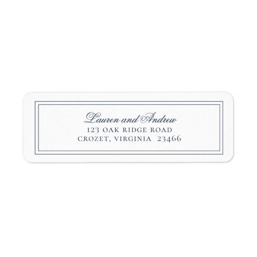 Navy Blue Modern Minimalist Return Address Label