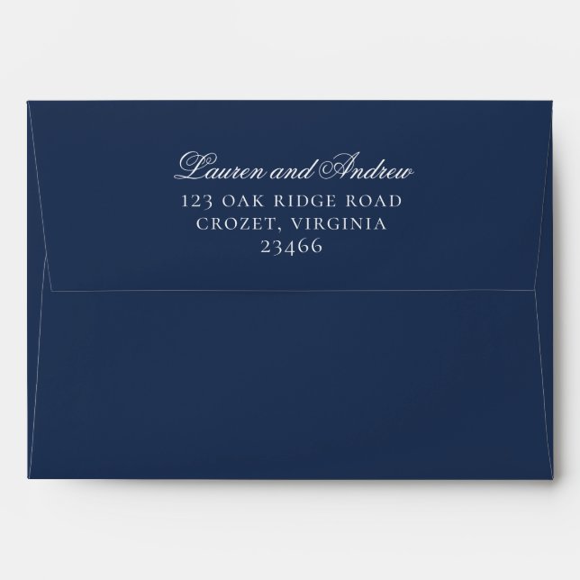 Navy Blue Modern Minimalist Solid Color Envelope (Back (Top Flap))