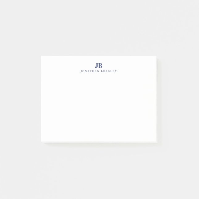 Navy Blue Modern Minimalist Two Letter Monogram  Post-it Notes (Front)