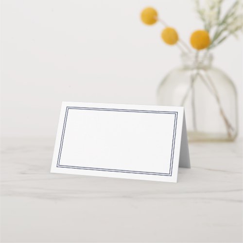 Navy Blue Modern Minimalist Wedding Blank Place Card
