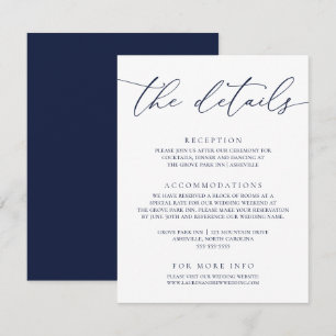 Navy Blue Modern Minimalist Wedding Enclosure Card