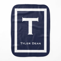 Navy Blue Modern Monogram Baby Boy Burp Cloth Navy Blue Modern Monogram Baby Boy Burp Cloth