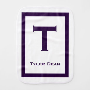 Navy Blue Modern Monogram Baby Boy Burp Cloth