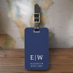Navy Blue Modern Monogram Minimalist Luggage Tag<br><div class="desc">Elevate your travel experience with our Classic Elegant Modern Minimalist Monogram Luggage Tag. This meticulously designed accessory seamlessly combines timeless elegance with contemporary minimalism, ensuring your luggage stands out with sophistication. Crafted with precision and attention to detail, this luggage tag is more than just a practical item; it's a personalized...</div>