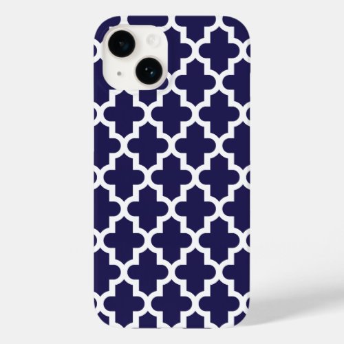 Navy Blue Modern Moroccan Pattern Case_Mate iPhone 14 Case