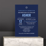Navy Blue Modern Name Logo Bar Mitzvah Invitation<br><div class="desc">These modern chic invitations feature a star of david and large font bar mitzvah's name with a silver and blue Star of David Name Logo on the reverse. Each line of text is fully customizable to say just what you want!</div>