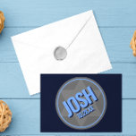 Navy Blue Modern Name Logo Bar Mitzvah Note Card<br><div class="desc">Make your special event even more custom with this name logo note card in blue and navy on a silver star of david field with a navy background. Add your own inside message, or delete to make blank for your own handwritten message. Perfect as Thank You Cards, Note Cards, Save...</div>