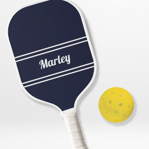 Navy Blue Modern Name Professional Monogram Simple Pickleball Paddle