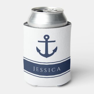 Navy Blue Modern Nautical Anchor Custom Name