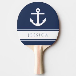 Navy Blue Modern Nautical Anchor Custom Name