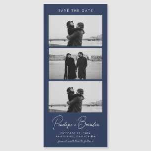 Navy Blue Modern Photo Strip Magnetic Wedding