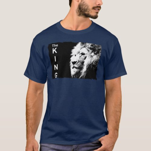 Navy Blue Modern Pop Art Lion Head Template T_Shirt