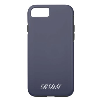 Navy Blue Modern Professional With White Monogram Iphone 8/7 Case by SharonaCreations at Zazzle