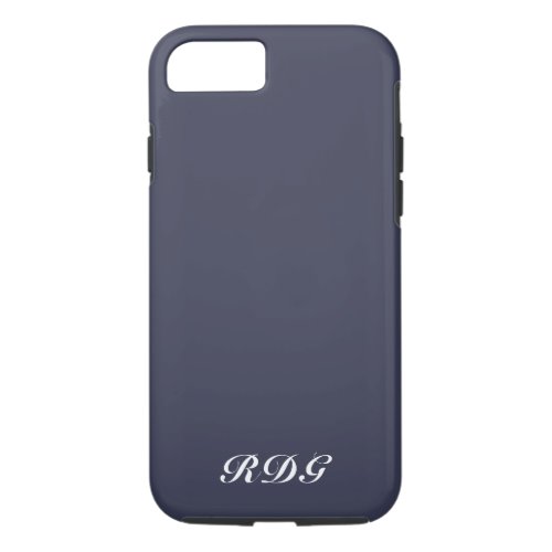 Navy Blue Modern Professional With White Monogram iPhone 87 Case