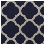 Navy Blue Modern Quatrefoil Large Scale Fabric