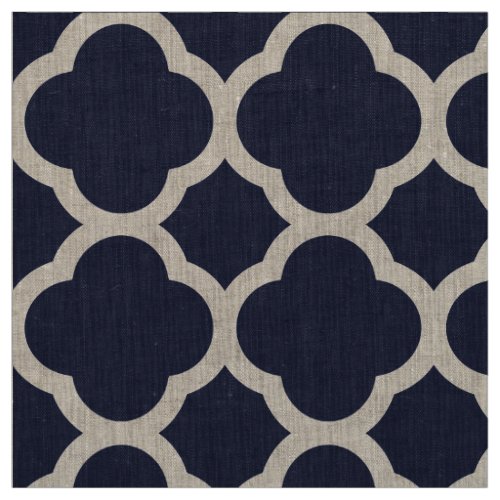 Navy Blue Modern Quatrefoil Large Scale Fabric