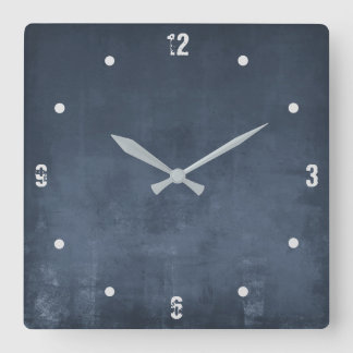Navy Blue Modern Rustic Elegant Abstract Square Wall Clock