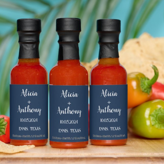 Navy Blue Modern Simple Elegant Wedding Hot Sauces (Multi)