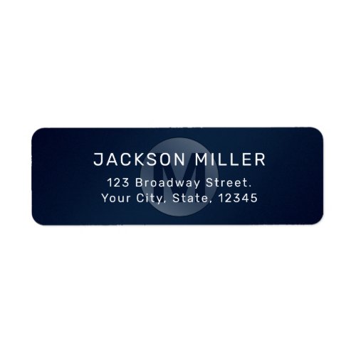 Navy blue modern simple monogram return address label