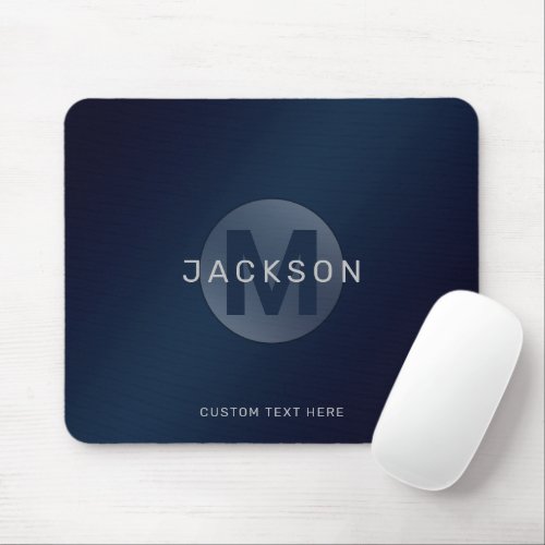 Navy blue modern simple personalized monogram mous mouse pad