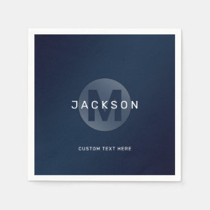 Navy blue modern simple personalized monogram  nap napkins