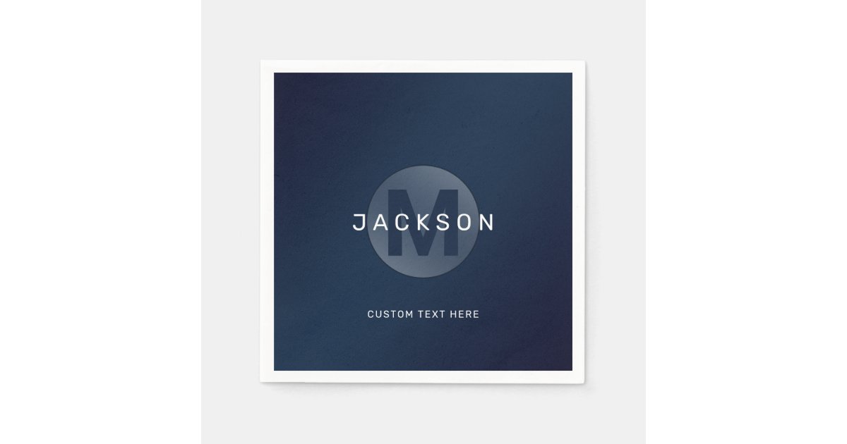 Navy blue modern simple personalized monogram nap napkins | Zazzle