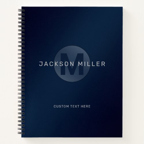 Navy blue modern simple personalized monogram notebook