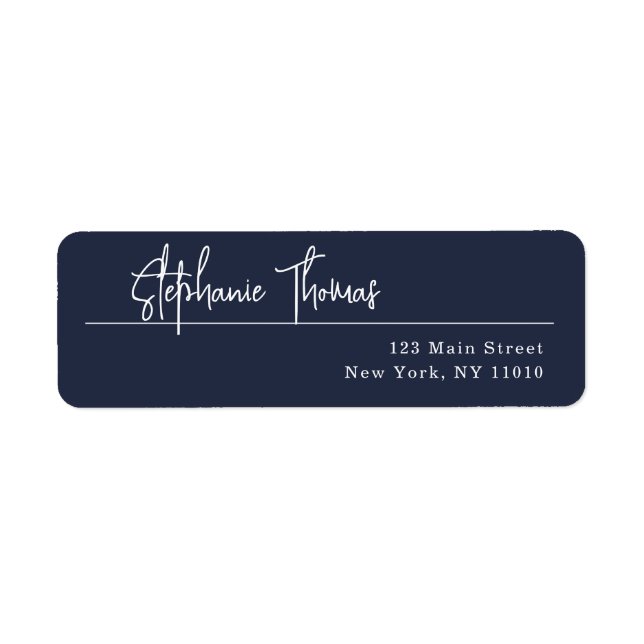 Navy Blue Modern Simple Return Address Label (Front)