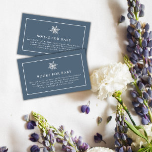 Navy Blue Modern Snowflake Books For Baby Shower  Enclosure Card
