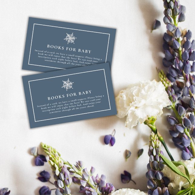 Navy Blue Modern Snowflake Books For Baby Shower  Enclosure Card (Nany Blue Modern Snowflake Books For Baby Shower Enclosure Card)