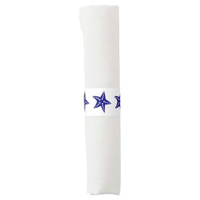 Navy Blue Modern Starfish Napkin Band (Front)