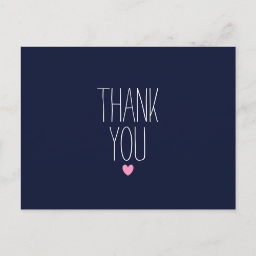 Navy blue modern thank you postcard