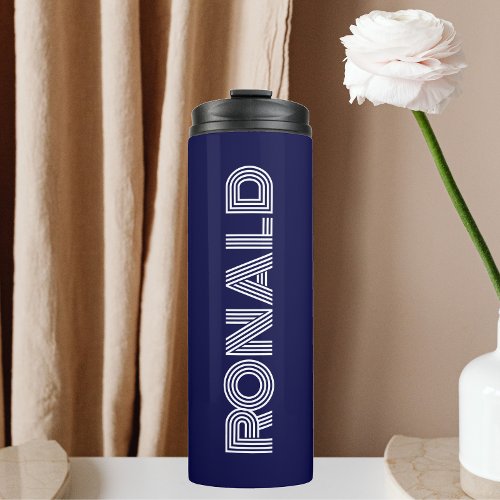 Navy Blue Modern Typography Groomsman Thermal Tumbler