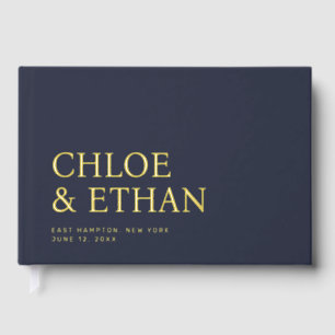 Navy Blue Modern Wedding Foil Guest Book