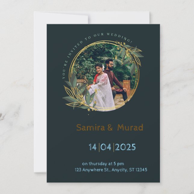 Navy Blue Modern Wedding Invitation (Front)
