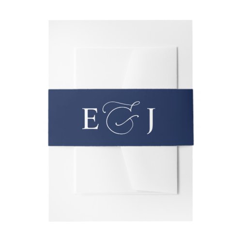 Navy Blue Modern Wedding Invitation Belly Band
