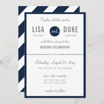 Navy Blue Modern Wedding Invitations