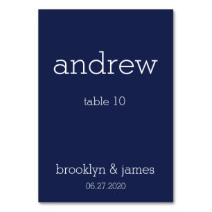 Navy Blue Modern Wedding Place Cards Table Cards