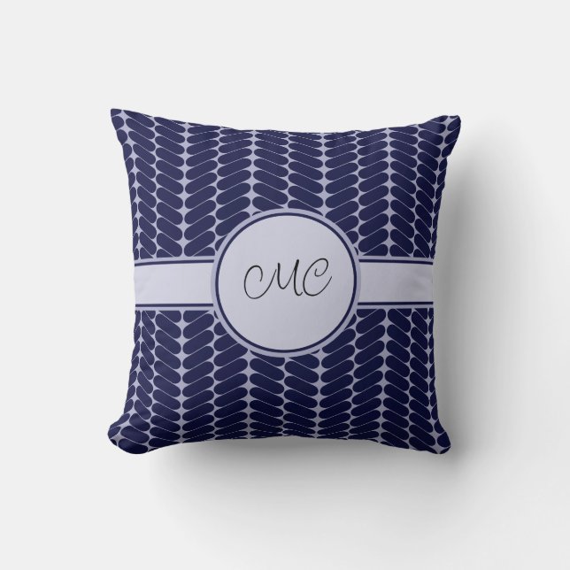 navy blue monogam throw pillow (Front)