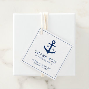 Navy Blue Monogram Anchor Nautical Wedding Favor Tags